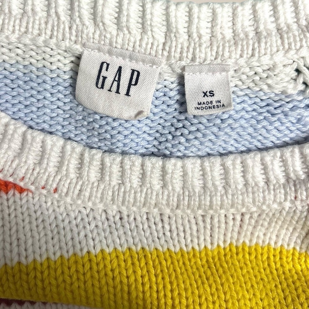 GAP Womens XS Multicolor Stripe Cotton Knit Crewneck Sweater Pullover Preppy - Picture 7 of 10
